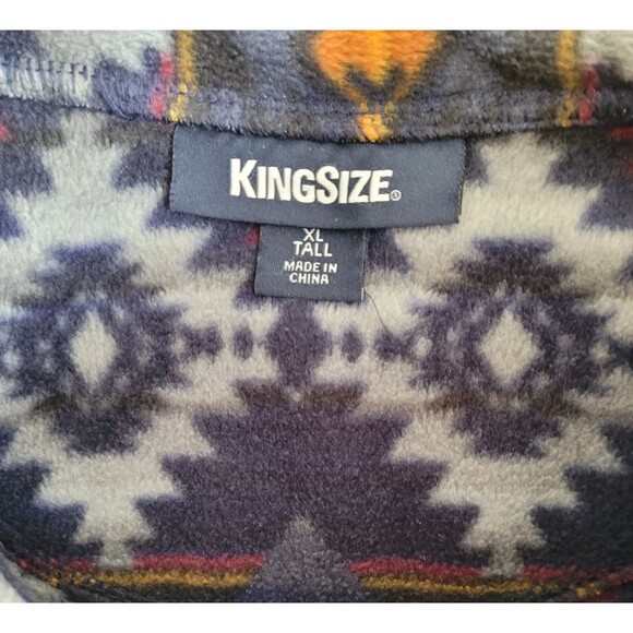 Kingsize Fleece Jacket Mens XLTall Full Zip Aztec Southwest Stretch Waist Pocket - Picture 5 of 10